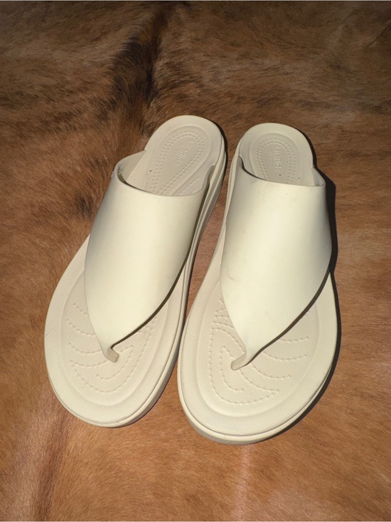 Shoes - LiteRide by Crocs Cream Slip-On Thong Sandals platform
